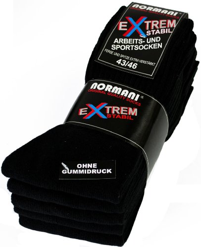 normani 10 Paar Stabile Arbeitssocken Socken - Ferse und Spitze EXTRA verstärkt - ohne gummidruck ! Farbe Schwarz Größe 39/42 von normani