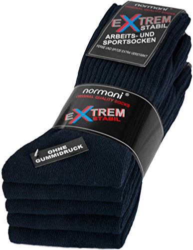 10 Paar stabile ARBEITSSOCKEN mit Frotteesohle - optimale BAU-, Sport- und Wandersocken - druckfreier Sitz Farbe Dunkelblau Größe 43-46 von normani