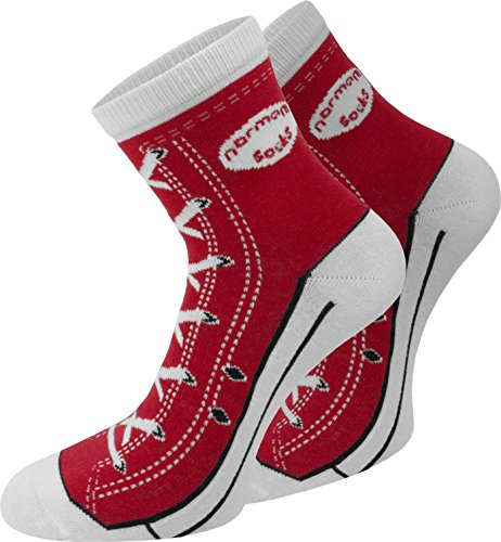 normani 4 Paar Baumwoll Socken im Schuh - Design Farbe Rot Größe 39/42 von normani