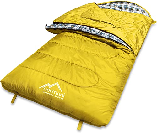 4-in-1-Funktion Extrem Outdoor Schlafsack 'Antarctica' aus Nylon Rip-Stop mit 500 + 250 g/m² Hollow Fiber Füllung 220 x 90 cm Farbe Gelb Größe Rechts von normani