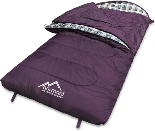 4-in-1-Funktion Extrem Outdoor Schlafsack 'Antarctica' aus Nylon Rip-Stop mit 500 + 250 g/m² Hollow Fiber Füllung 220 x 90 cm Farbe Violett Größe Rechts von normani