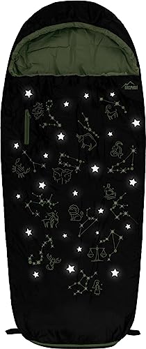 normani Kinder Schlafsack 3 Jahreszeiten Outdoor Deckenschlafsack Reise Mumienschlafsack - 4 bis 15 Jahren mit Sternzeichen-Motiv - Erweiterbarer Kinderschlafsack von 100 cm - 155 cm Farbe Grün von normani