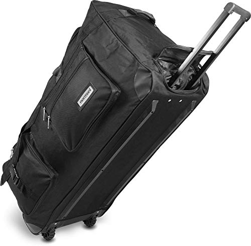 Leichte XXL Reisetasche mit 3 Rollen 80 Liter Volumen Robust wasserabweisend reißfest leicht zu reinigen Farbe Schwarz Größe 120 Liter von normani