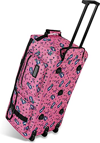Leichte robuste Sport und Reisetasche 80-120 Liter wasserabweisend reißfest leicht zu reinigen - 2 Rollen verstärkter Boden Farbe Einhorn Pink von normani