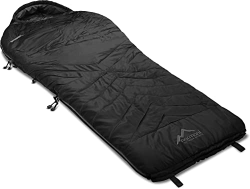 Premium Biwack-Schlafsack wasserdicht mit EXTRA Arm- und Beinöffnungen und Wärmekragen- 3D High Insulation Loft H4-300 bis Minus 9°C Grad Farbe Schwarz von normani