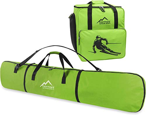Snowboard Taschen-Kombi bestehend aus Snowboardtasche 166cm und geräumiger Zubehörtasche für Helm, Schuhe und weiteres Ski-Equipment - verfügbar in Mehreren Farben Farbe Grün von normani