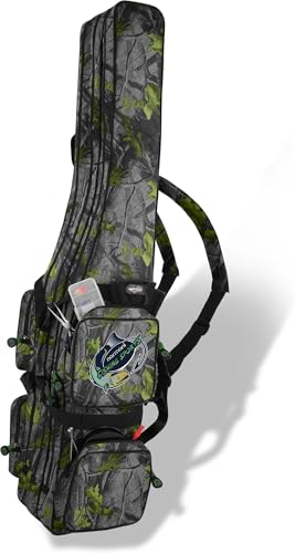 Wasserabweisende Angeltasche Rutentasche Angelrucksack Rod Case Fishing Bag Angelrutentasche -wählbar 3 oder 4 Rutenfächern - 125 cm bis 190 cm Farbe Fog-Autumn-Camo 3 Innenfächer Größe 160 cm von normani