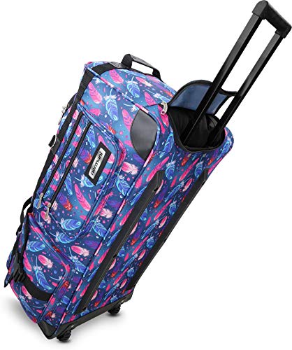 normani® Reisetasche mit Rollen 80 Liter Volumen Jumbo Big-Travel Reisetrolley riesige XXL in vielen bunten Farben Farbe Fancy Feathers / 100 Liter von normani