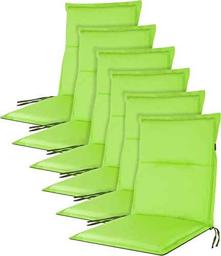normani 1, 2, 4, 6 oder 8 Outdoor-Stuhlauflagen - wendbare Niedriglehner - 2 farbige Gartenstuhlauflagen - Sitzpolster - Polsterauflage 140x50x6 cm Farbe Oliv/Grün Größe 6 Stück von normani