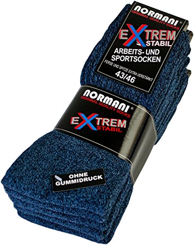 normani 10 Paar EXTREM Stabile Arbeitssocken Socken - Ferse und Spitze EXTRA verstärkt - ohne gummidruck ! Farbe Blau Größe 35-38 von normani