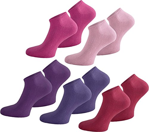 normani 10 Paar Sneaker Socken für Herren und Damen in dezenten und knallig bunten Farbkombinationen Farbe Hellrosa/Rosa/Pink/Lila/Violett Größe 48/50 von normani