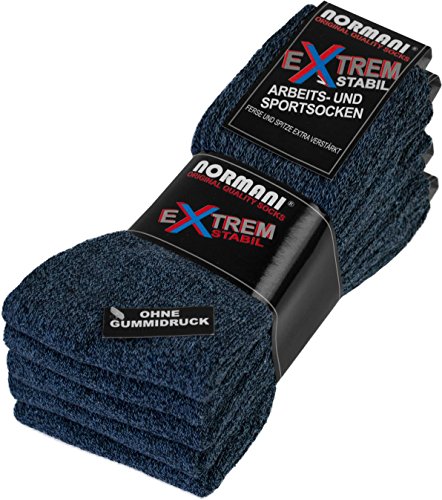 normani 10 Paar Stabile Arbeitssocken Socken - Ferse und Spitze EXTRA verstärkt - ohne Gummidruck Farbe Blau Größe 43/46 von normani