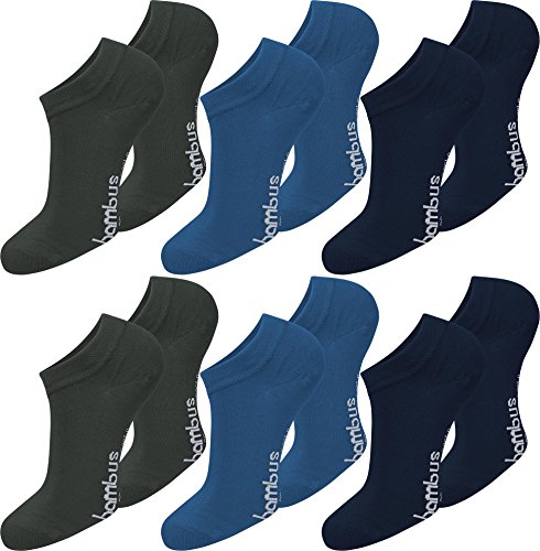 normani 12 Paar Bambus Sneaker Socken ATMUNGSAKTIV ohne Gummidruck Farbe Anthrazit/Blau/Marine Größe 47/50 von normani