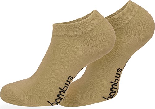 normani 12 Paar Bambus Sneaker Socken ATMUNGSAKTIV ohne Gummidruck Farbe Beige Größe 35/38 von normani