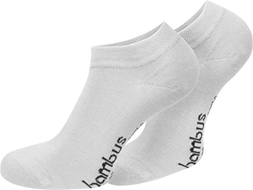 normani 12 Paar Bambus Sneaker Socken ATMUNGSAKTIV ohne Gummidruck Farbe Weiß Größe 39/42 von normani