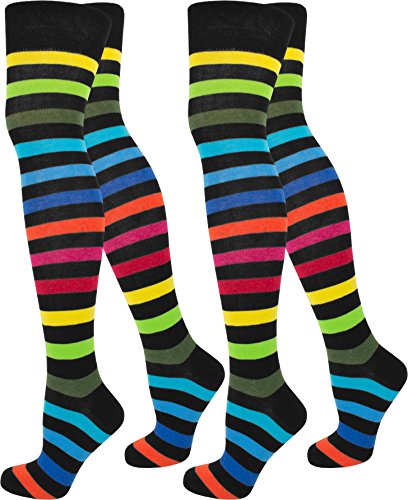 normani 2 Paar Damen Overknee Überknie Uni in Schwarz oder Weiß Farbe Regenbogen von normani