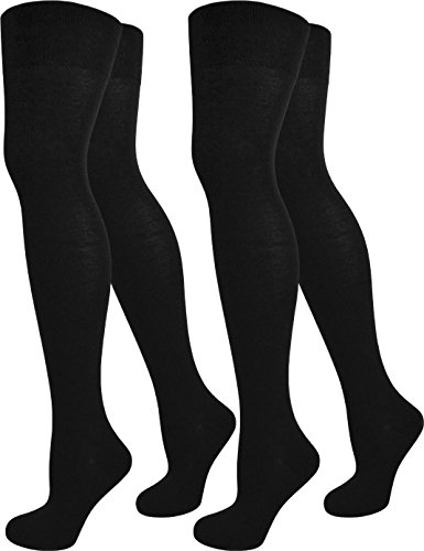 normani 2 Paar Damen Overknee Überknie Uni in Schwarz oder Weiß Farbe Schwarz von normani