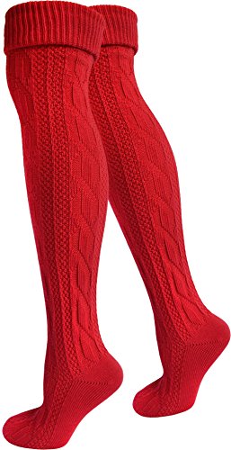 normani 2 Paar Extra Lange Trachten Kniebundstrümpfe Farbe Rot Größe 43/46 von normani