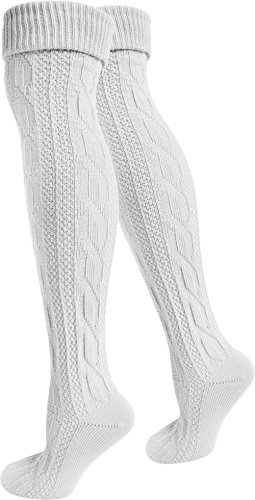 normani 2 Paar Extra Lange Trachten Kniebundstrümpfe Farbe Weiß Größe 35/38 von normani