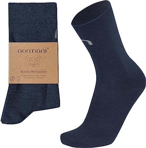 normani 2 Paar Merino Business Socken - Anzugssocken für Damen und Herren - aus hochwertiger und langlebiger Merinowolle, Ideal für Beruf & Freizeit Farbe Marine Größe 39-42 von normani