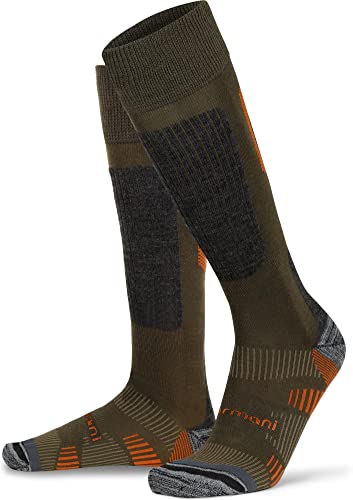 normani 2 Paar Merino Lange Trekking Socken Wandersocken Kniestrümpfe mit Frotteesohle Farbe Oliv Größe 47-50 von normani