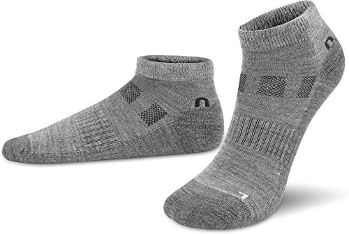 normani 2 Paar Merino-Wolle Sneaker Socken - für Damen und Herren - Trekkingsocken, Wandersocken - atmungsaktive Merinowolle Farbe Grau Größe 35-38 von normani