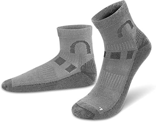 normani 2 Paar Merino Socken für Damen und Herren - Kurzschaft, Low Cut - Funktionale Freizeit- oder Sportsocken - feinste Merinowolle - für Hiking Outdoor Wandern Trekking Farbe Grau Größe 43-46 von normani