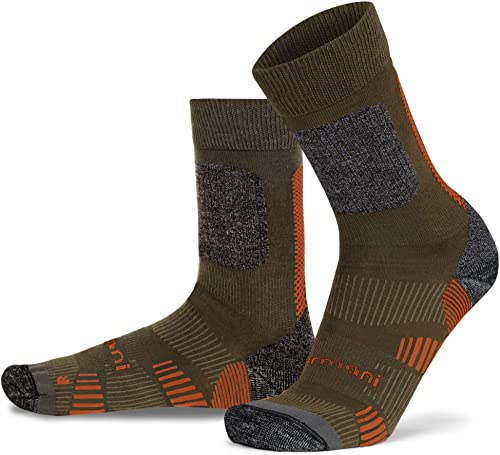 normani 2 Paar Merino Trekking Socken Wandersocken mit Frotteesohle Farbe Oliv Größe 47-50 von normani