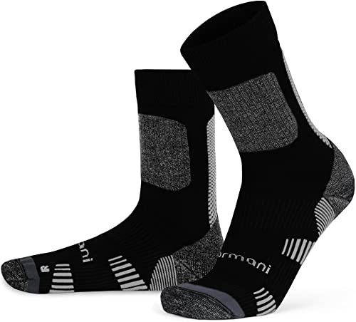 normani 2 Paar Merino Trekking Socken Wandersocken mit Frotteesohle Farbe Schwarz Größe 39-42 von normani