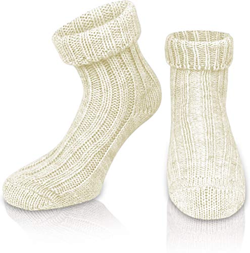 normani 2 Paar Sehr Warme weiche Umschlag Söckchen mit Alpaka Wolle/Bettsocken/Sauna Socken Farbe Wollweiß Größe 35-38 von normani