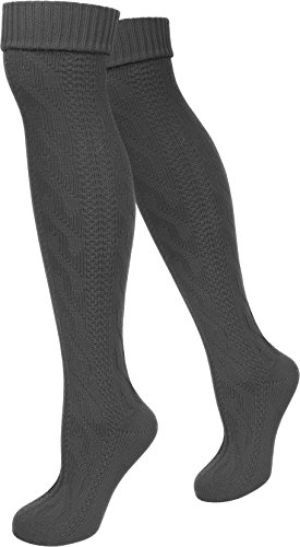 normani 2 Paar Trachtensocken Kniebundhosenstrümpfe Extraland - für Damen und Herren - Oktoberfest Outfit - Loferl Overknee Überknie Farbe Anthrazit Größe 47-50 von normani