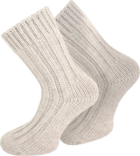 normani 2 Paar extra warme Alpaka Wollsocken für Damen und Herren/wie Handgestrickt (Waschmaschienenfest) Farbe Wollweiß Größe 43/46 von normani