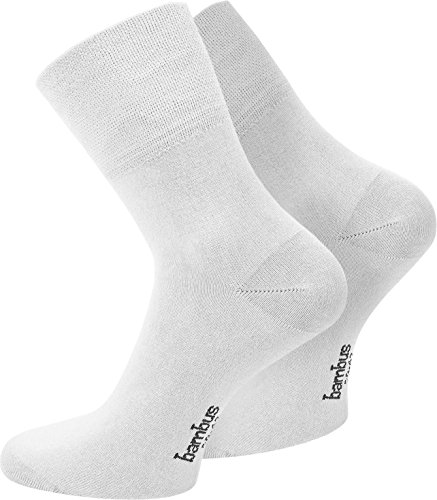 normani 3 Paar Bambus Kurzschaft Socken mit Piquebund Farbe Weiß Größe 43/46 von normani