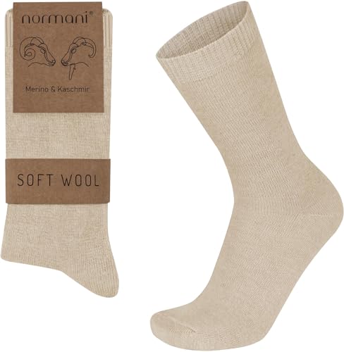 normani 3 Paar Socken aus Cashmere und Merinowolle mit Komfortbund ohne einschneiden für EIN hautfreundliches Tragegefühl Damen und Herren Farbe Beige Größe 35-38 von normani
