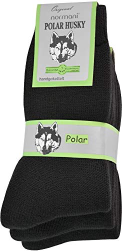 normani 3 Paar Thermo-Kniestrümpfe oder Socken von Polar Husky® mit Vollplüsch und Schafwolle Sehr warm! Perfekt für Stiefel geeignet Nie Wieder kalte Füße! Farbe Socken Schwarz Größe 43/46 von normani