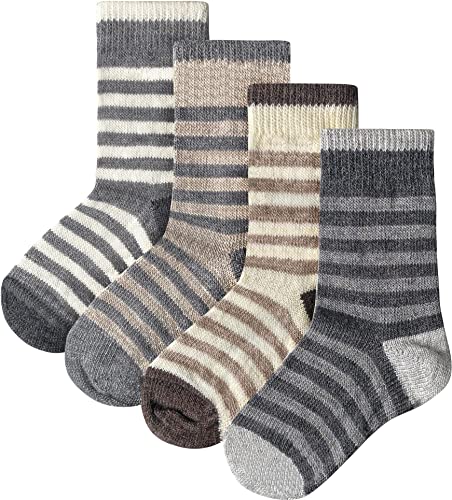 normani 4 Paar Kinder Alpaka-Socken perfekte Passform, wärmeschutz, atmungsaktiv, angenehmes Tragegefühl Größe 31-34 von normani
