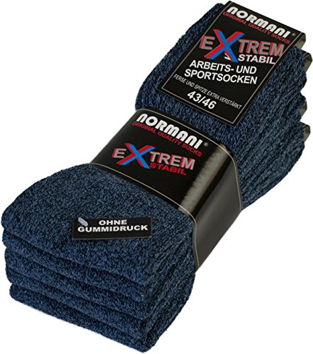 normani 5 Paar Diabetiker Arbeitssocken ohne Gummidruck mit Baumwolle Farbe Blau Größe 43/46 von normani