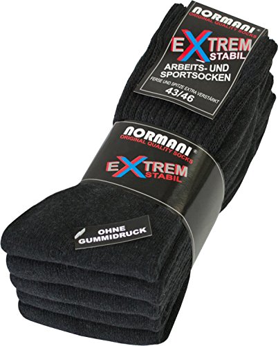 normani 5 Paar Stabile Arbeitssocken Socken - Ferse und Spitze EXTRA verstärkt - ohne gummidruck ! Farbe Anthrazit Größe 43/46 von normani