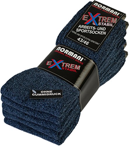 normani 5 Paar Stabile Arbeitssocken Socken - Ferse und Spitze EXTRA verstärkt - ohne gummidruck ! Farbe Blau Größe 43/46 von normani
