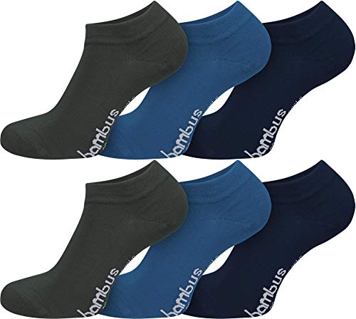 normani 6 Paar Bambus Sneaker Socken in verschiedenen Designs - weiches Material Farbe Anthrazit/Blau/Marine Größe 47/50 von normani