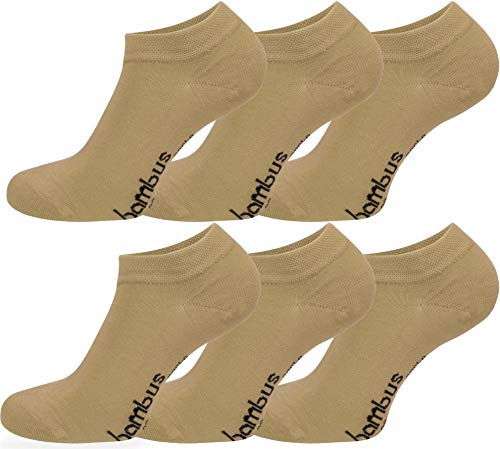 normani 6 Paar Bambus Sneaker Socken in verschiedenen Designs - weiches Material Farbe Beige Größe 43/46 von normani