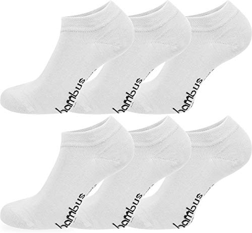 normani 6 Paar Bambus Sneaker Socken in verschiedenen Designs - weiches Material Farbe Weiß Größe 35/38 von normani