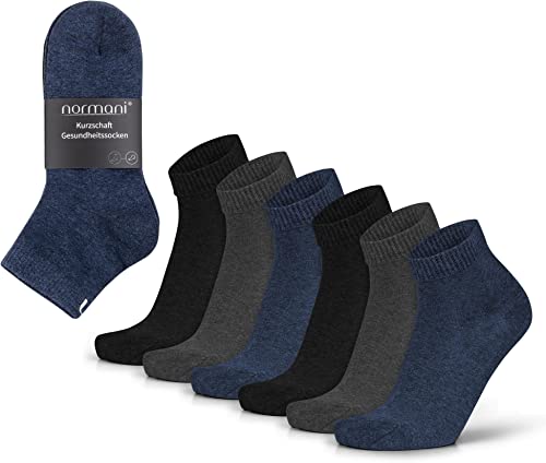 normani 6 Paar Kurzschaft-Socken Laufsocken Sportsocken aus pflegeleichter Baumwoll-Mischung mit Elasthan Farbe Blau/Anthrazit/Schwarz Größe 39-42 von normani