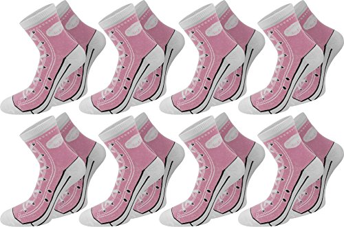 normani 6 Paar Socken im Schuh-Design mit vielen originalgetreuen Details Farbe Rosa Größe 39/42 von normani