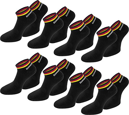 normani 8 Paar Deutschland Fan Socken Sneaker - Mit Deutschland Farben - Fahne - perfekt zur Fußball oder Handball WM/EM [Gr. 35-46] Farbe Schwarz Größe 35/38 von normani