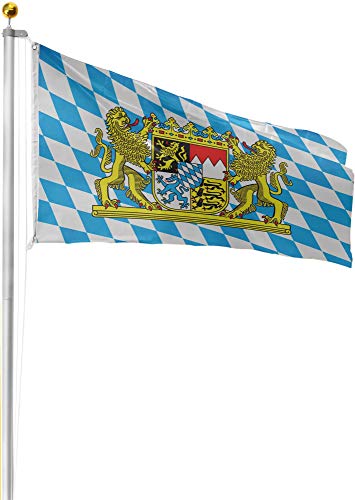normani Alu Fahnenstange, Bayern oder Deutschland Flagge, Fahne zur Fussball WM/EM NEU - (6,20m bis 9m) Farbe Bayern Größe 6.80 Meter von normani