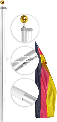 normani Aluminium Fahnenmast inkl. Deutschland Fahne + Bodenhülse + Zugseil in verschiedenen Höhen wählbar Größe 6.8 m von normani
