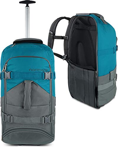 normani Backpacker Reisetaschen-Rucksack mit Trolleyfunktion - Trolley mit Frontloader Funktion und vielen Taschen 60 Liter Farbe Grau/Petrol von normani