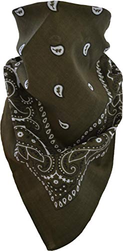 normani Bandana Biker Kopftuch in verschiendenen Farben - 2-100 Stück wählbar Farbe Oliv/Schwarz Größe 2 Stück von normani