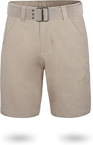 normani Chino Shorts Sommer Bermuda mit Gürtel für Herren aus 100% Bio-Baumwolle - Regular Fit Farbe Khaki Größe M von normani